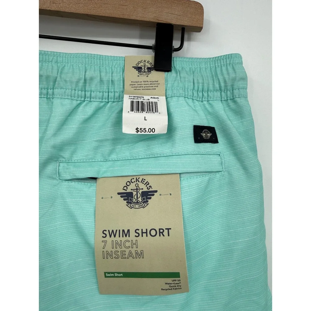 Dockers Bathing Suit Mens Large Aqua Green 7